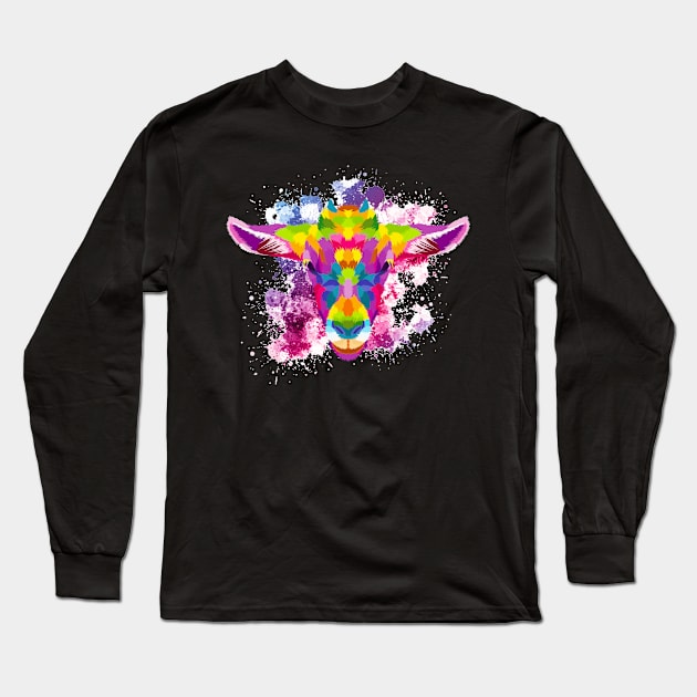 Pop Art Colorful Sheep Long Sleeve T-Shirt by Foxxy Merch